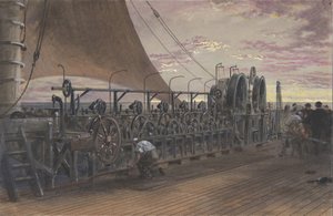 A maquinaria de pagamento na popa do Great Eastern, 1865.