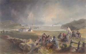 Valentia, Irlanda, do porto, em frente à cidade do cavaleiro, no período de postura..., 1865-66. de Robert Charles Dudley