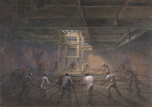 Vista do interior de um dos tanques a bordo do Great Eastern, 1865-66. de Robert Charles Dudley