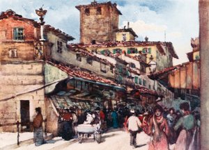 Um estudo sobre a Ponte Vecchio (litografia a cores)