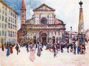 Piazza Santa Maria Novella (litografia a cores)