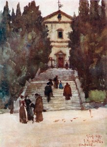 Igreja franciscana de S Salvadore al Monte (litografia a cores)