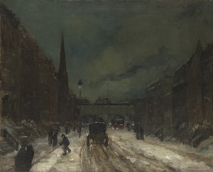 Cena de rua com neve (57th Street, NYC.), 1902 de Robert Cozad Henri