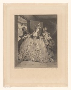 A despedida (Les Adieux) Adeus em uma caixa de teatro Les adieux Estampas de trajes do final do século XVIII (título da série) Monument du Costume Physique et Moral de la fin du Dix-huitième siècle (título da série) de Robert Delaunay