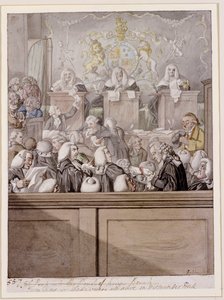Prazo de validade - ou os advogados todos vivos em Westminster Hall (lápis e w - c no papel) de Robert Dighton