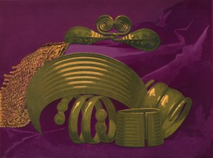 Ornamentos de ouro da suíte e uma pulseira, 1863 de Robert Dudley
