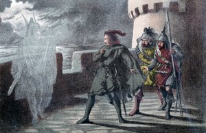 Hamlet vendo o pai fantasma nas ameias do castelo Elsinore