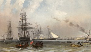 A chegada do iate real ao largo de Gravesend, 7 de março de 1863 (cromolitografia) de Robert Dudley