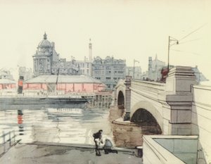 Glasgow: Ponte George V (litografia a cores) de Robert Eadie