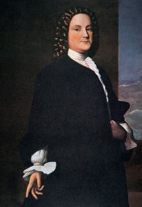 Benjamin Franklin na casa dos 40 e poucos anos (cor litho)