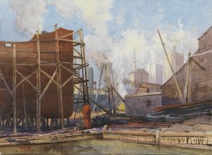 Toronto Shipbuilding, 1918 (wc no papel) de Robert Ford Gagen