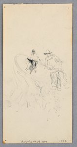 Desenho, Parede Exterior: Baía, varanda e cornija (reto); duas figuras e linhas não identificadas (verso), 1882 de Robert Frederick Blum