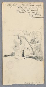 Desenho, Vista de um local elevado com vista para a cidade (frente); Mulher segurando um frasco (verso), 1882 de Robert Frederick Blum