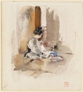 Rapariga japonesa a coser de Robert Frederick Blum