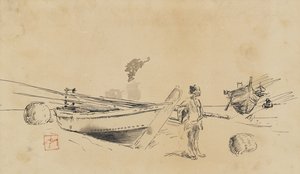 Dois barcos de pesca japoneses na costa, 1867-1903 de Robert Frederick Blum