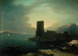 O Promontório de Posilipio, na Baía de Nápoles, com o Monte Vesúvio no Fundo (óleo sobre tela) de Robert Freebairn