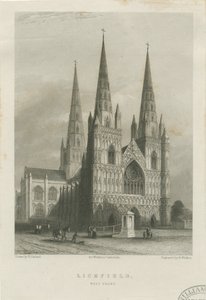 Catedral de Lichfield - Frente Oeste: gravura em aço, nd [c 1835-1842] (imprimir) de Robert Garland