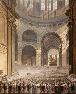 aguarela - Reunião de aniversário das crianças da Caridade na Catedral de S. Paulo de Robert Havell