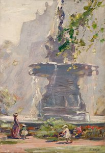 The Fountain, Princes Street Gardens, Edimburgo (óleo a bordo)