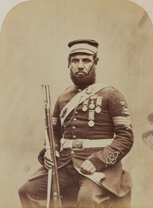 Cor-Sargento J. Stanton, Sapadores Reais e Mineiros, 1856 (foto sépia) de Robert Howlett