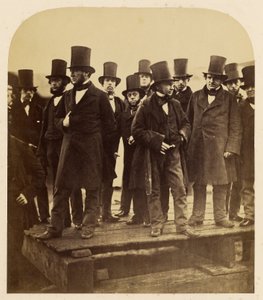 I. K. Brunel e outros observando a tentativa de lançamento do «Great Eastern» de Robert Howlett