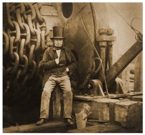 Isambard Kingdom Brunel pelas cadeias de lançamento do SS Great Eastern, 1857