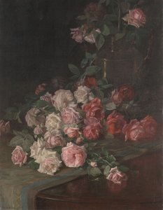 Rosas e mogno, c.1900 (óleo no painel) de Robert Jenkins Onderdonk