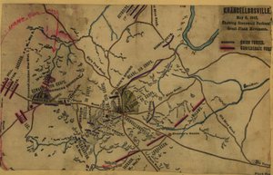 Chancellorsville, 2 de maio de 1863, mostrando o grande movimento de flanco de Stonewall Jackson LOC gvhs01.vhs00287