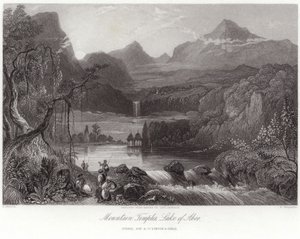 Templos da montanha no lago de Aboo de Robert Melville Grindlay