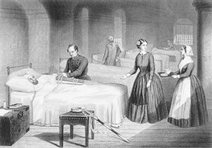 Miss Nightingale no Hospital em Scutari, gravada por George Greatbach de Robert Neal Hind