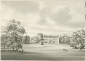 Chillington Hall: desenho sépia de Robert Noyes