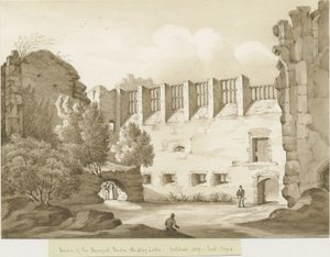 Dudley Castle - The Keep: desenho em sépia