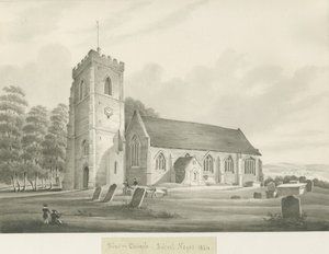 Igreja Kinver: desenho sépia de Robert Noyes