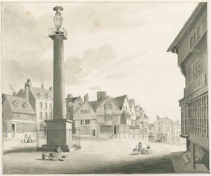 Wolverhampton - Market Place: desenho sépia, sd [meados do século 19] (desenho)