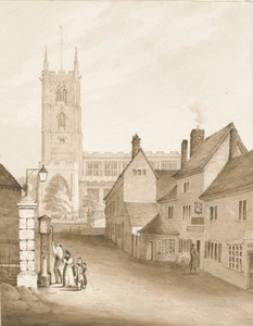 Wolverhampton - Igreja de São Pedro: desenho em sépia, 1838 de Robert Noyes