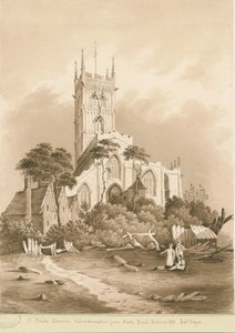 Wolverhampton - Igreja de São Pedro: desenho em sépia, 1838
