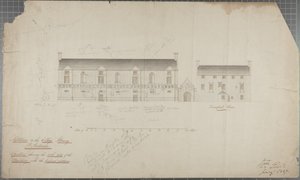 Desenho arquitetônico da Biblioteca da Universidade, 1827 (lápis e wc no papel) de Robert Payton Reid