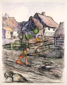 Goose Girl, Polónia (guache e carvão vegetal sobre papel) de Robert Polhill Bevan