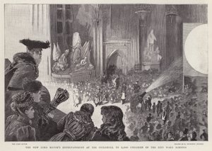 O novo entretenimento do Lord Mayor na Guildhall para 2000 crianças das escolas da ala da City de Londres de Robert Ponsonby (after) Staples