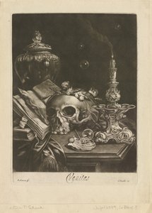 Vanitas Still Life, c.1685-88 (mezzotint com buril) de Robert Robinson