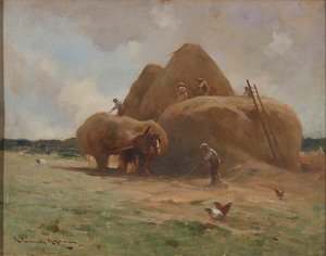 Recolhendo o feno (óleo sobre tela)
