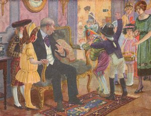 Uma festa de crianças (litografia a cores)