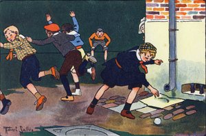 Bala na parede. Gravação em "O que estamos a tocar? "por E. Weber com desenhos a aguarela de Robert Salles (1871-1929). Librairie Garnier Freres, Paris