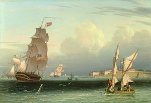 Navio saindo, Fort Independence, Porto de Boston, 1832