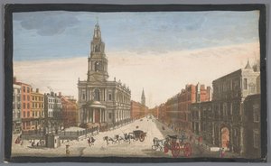 Gezicht op Somerset House en de kerk Saint Mary-le-Strand te Londen
Uma vista da Somerset House, com a Igreja de St. Marys na Strand London (título sobre o objecto)
Londen (título da série) de Robert Sayer