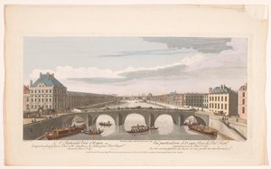 Vista do Pont Royal sobre o rio Sena em Paris, visto em direcção ao Pont Neuf
Uma visão particular de Paris compreendendo ye Louvre, parte das Thuilleries, &c. tirada de Pont Royal em direcção a Pont Neuf (título sobre o objecto)
Paris (título da série) de Robert Sayer