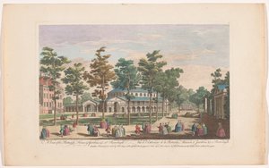 Vista da Rotunda em Ranelagh Gardens em Londres Uma vista do Rotundo, Casa e Jardins, etc. em Ranelagh (título no objeto) Ranelagh Gardens e Vauxhall Gardens (título da série) de Robert Sayer