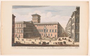 Gezicht op het Palazzo Venezia te Rome
Uma vista do Palácio do Embaixador veneziano em Roma (título sobre o objecto)
Roma (título da série) de Robert Sayer
