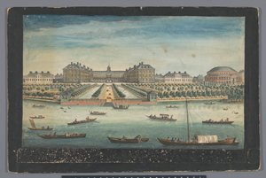 Gezicht op het Royal Hospital Chelsea en de Rotunda in Ranelagh Gardens te Londen
Uma vista do Hospital Real em Chelsea & the Rotunda em Ranelaigh Gardens (título sobre o objecto)
Londen (título da série) de Robert Sayer