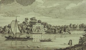 Vista da Celebrada Casa do Sr. Papa em Twickenham, c.1750 (gravura) de Robert Sayer